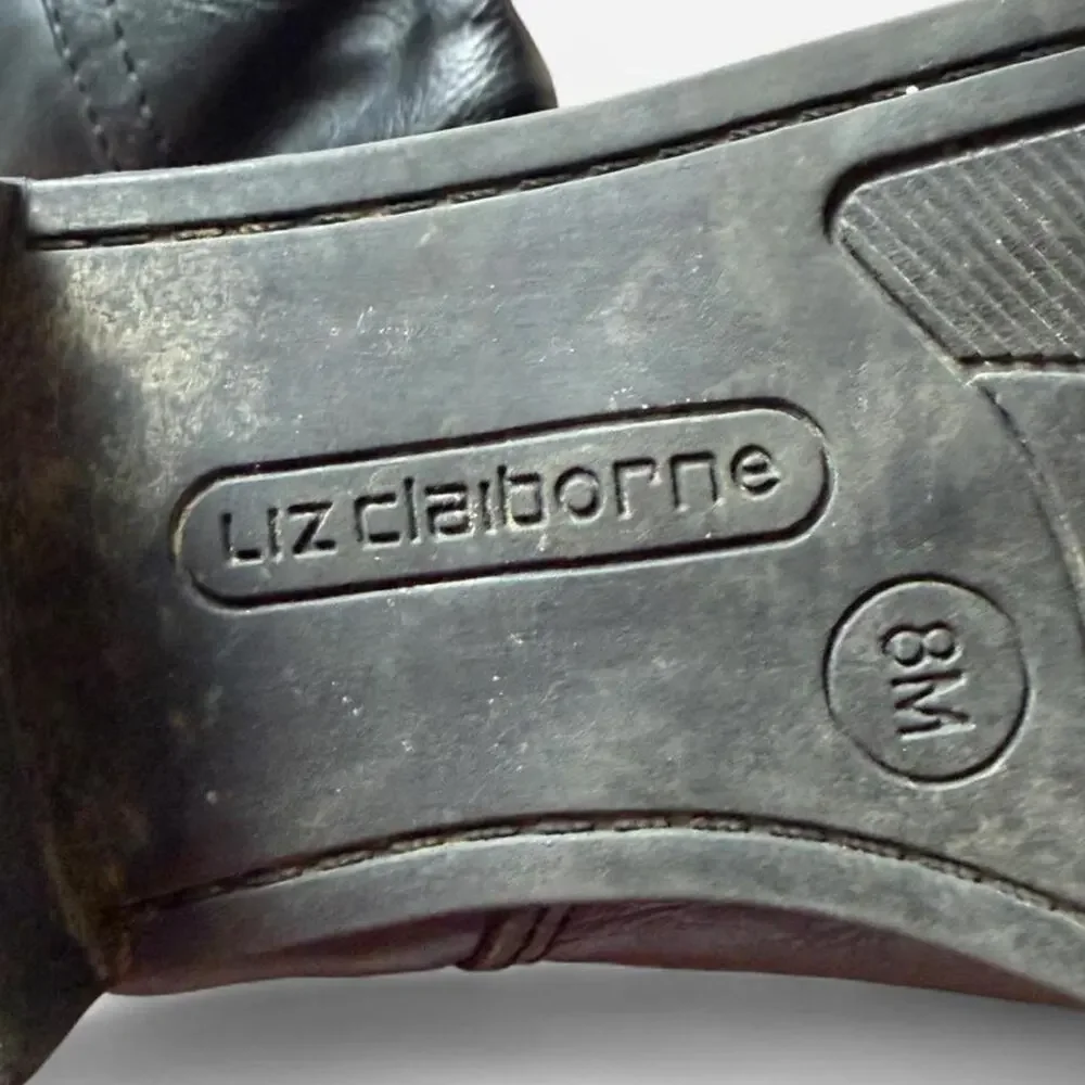 Vintage Liz Claiborne Black & Brown Leather Equestrian Riding Boots Size 8M